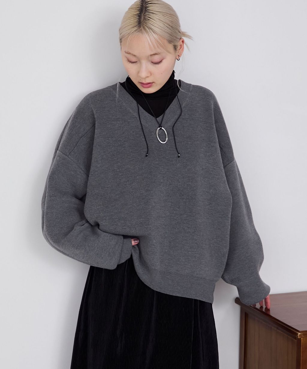 forksy. Sweat Like Oversized V領針織上衣_3