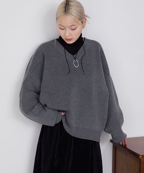 forksy. Sweat Like Oversized V領針織上衣_3