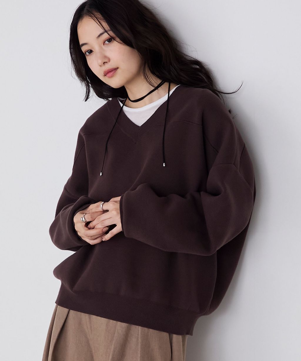 forksy. Sweat Like Oversized V領針織上衣_2
