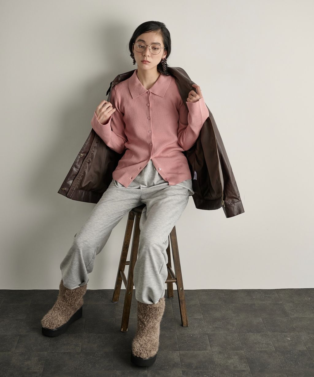 THE YOn 修身羅紋針織POLO開襟衫_10