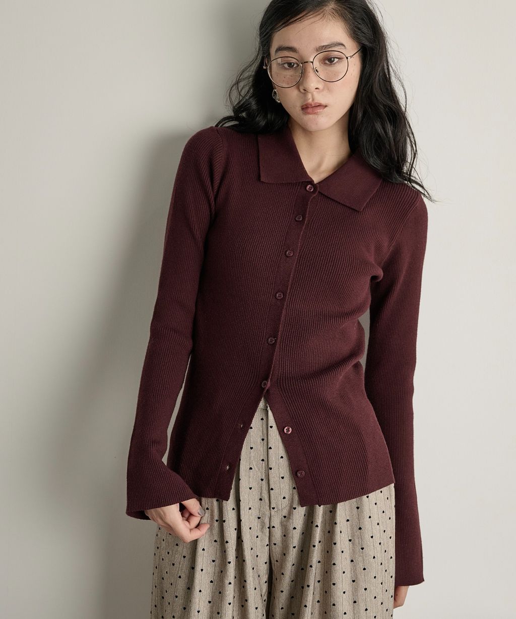 THE YOn 修身羅紋針織POLO開襟衫_5