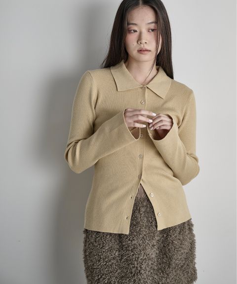 THE YOn 修身羅紋針織POLO開襟衫_2