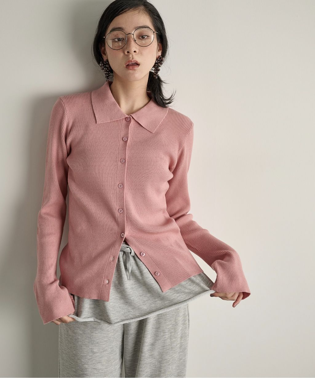 THE YOn 修身羅紋針織POLO開襟衫_4