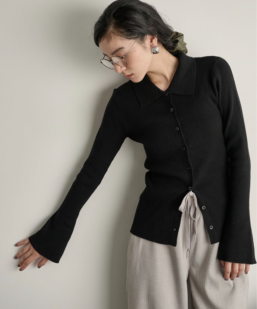 THE YOn 修身羅紋針織POLO開襟衫_6