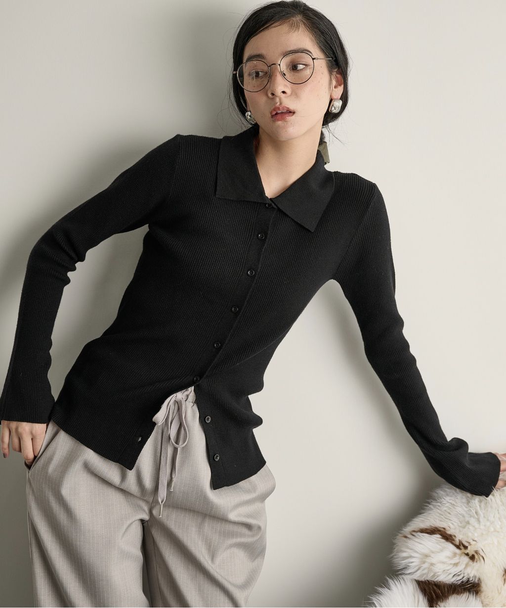 THE YOn 修身羅紋針織POLO開襟衫_60