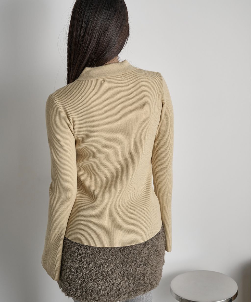 THE YOn 修身羅紋針織POLO開襟衫_50