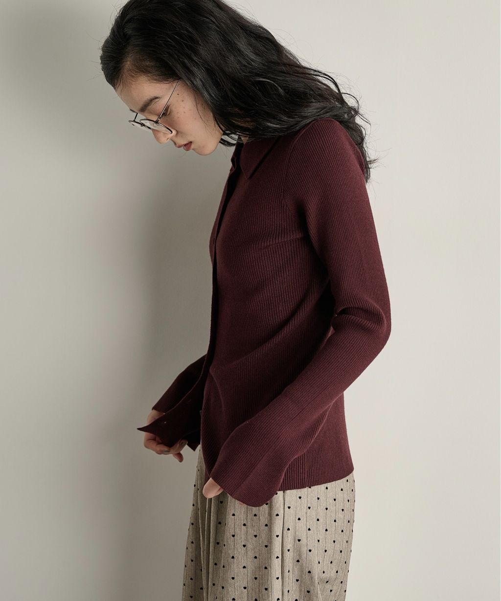 THE YOn 修身羅紋針織POLO開襟衫_34