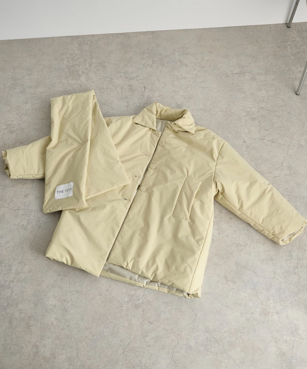 THE YOn 中長版蓬鬆鋪棉保暖外套(附圍巾)_34