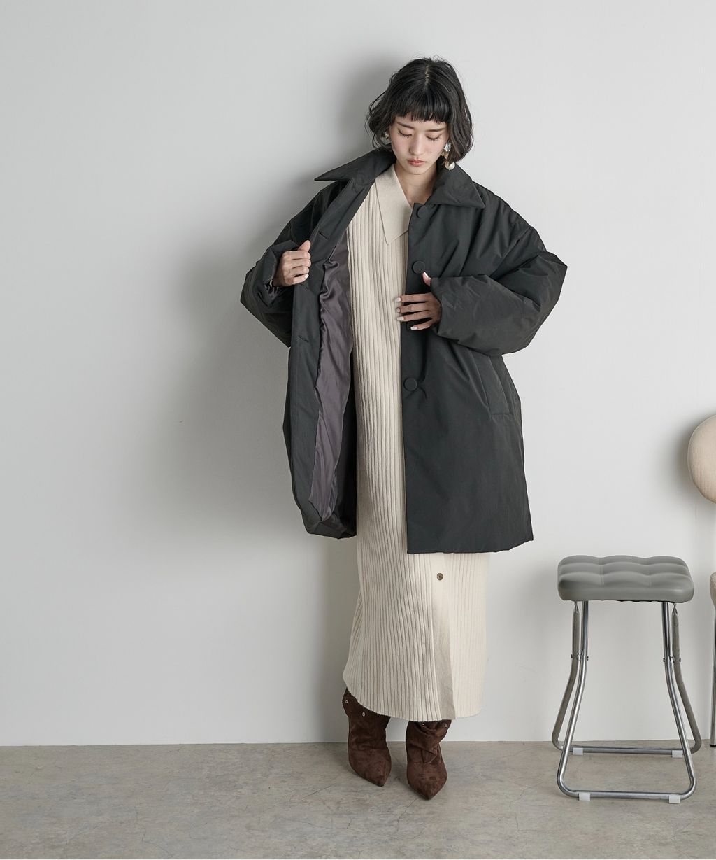 THE YOn 中長版蓬鬆鋪棉保暖外套(附圍巾)_38