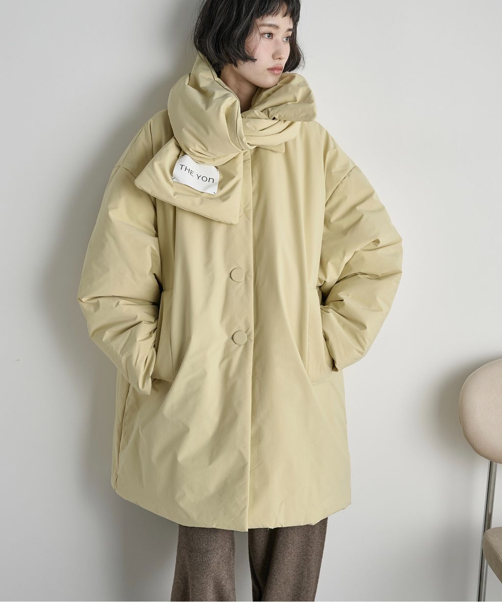 THE YOn 中長版蓬鬆鋪棉保暖外套(附圍巾)_23