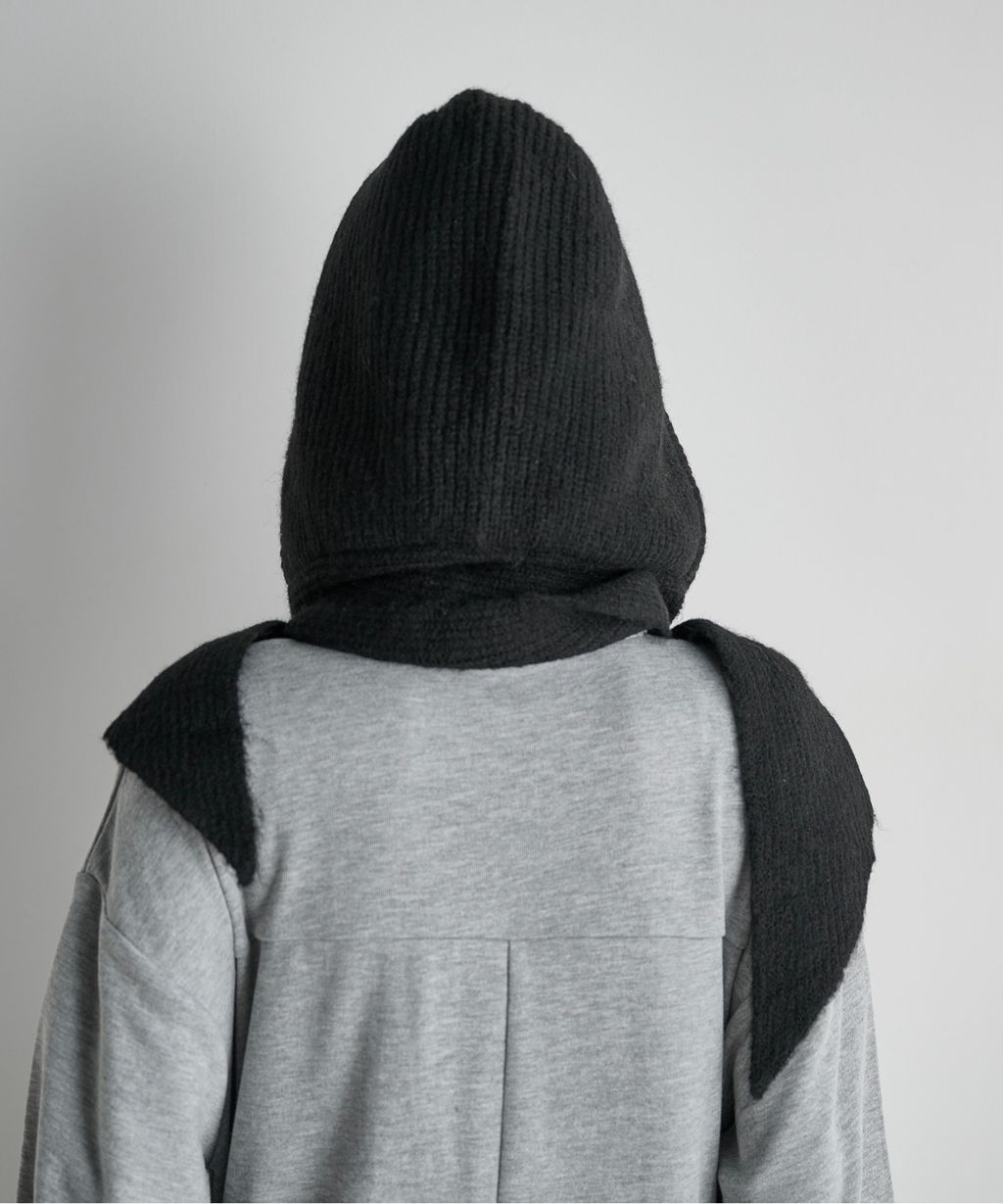 THE YOn 羊毛混紡羅紋針織連帽圍巾_33