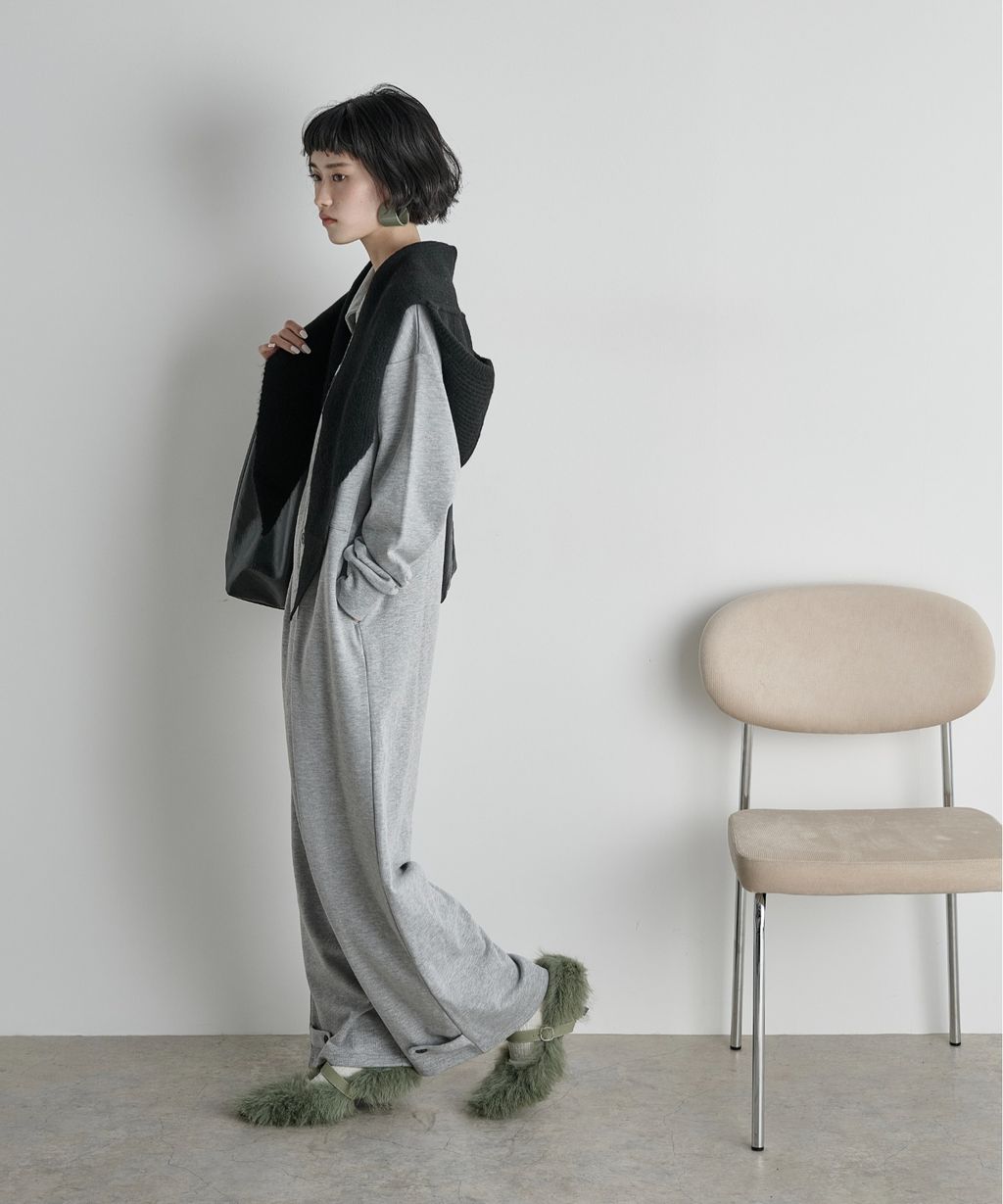 THE YOn 羊毛混紡羅紋針織連帽圍巾_26