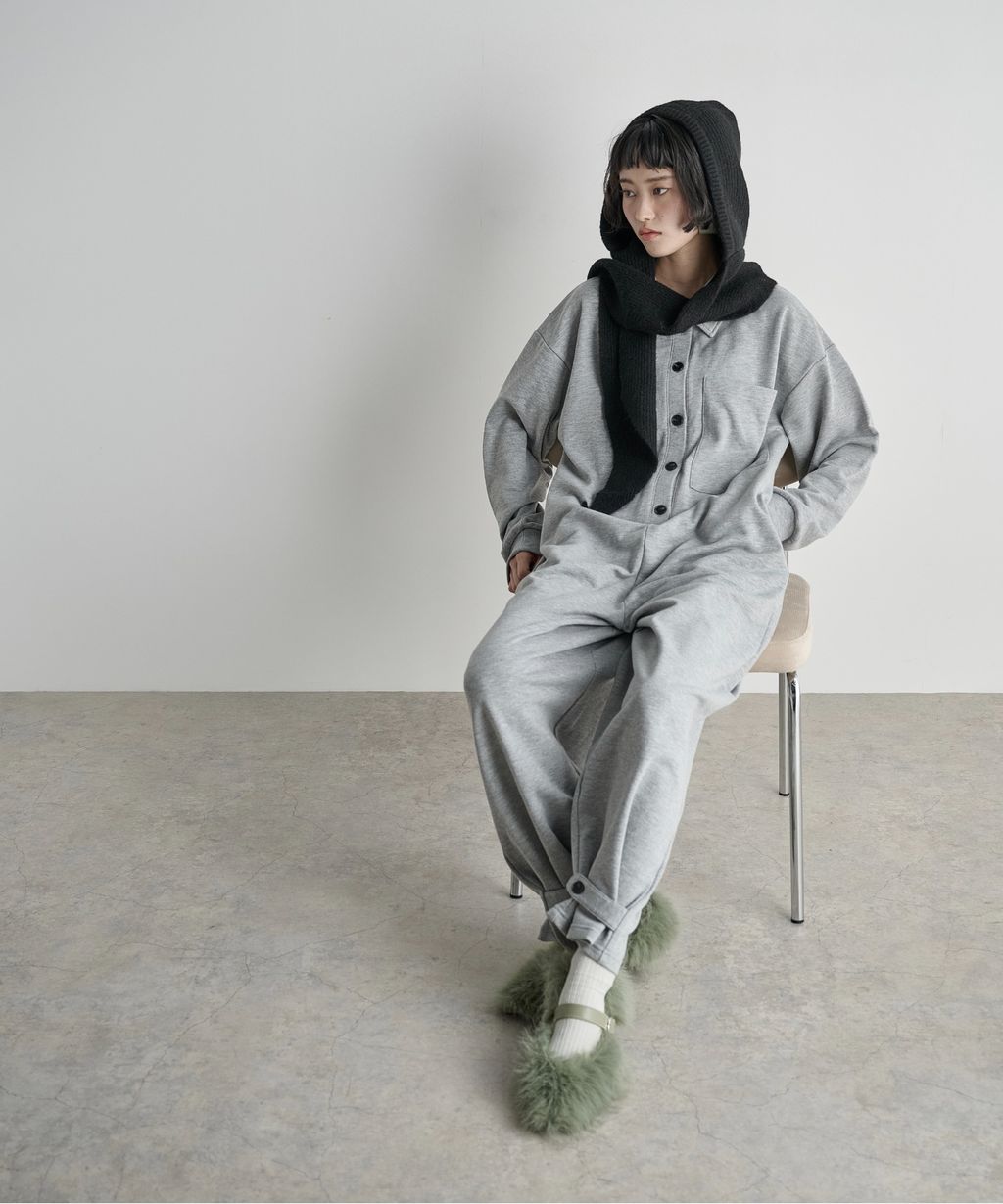 THE YOn 羊毛混紡羅紋針織連帽圍巾_34