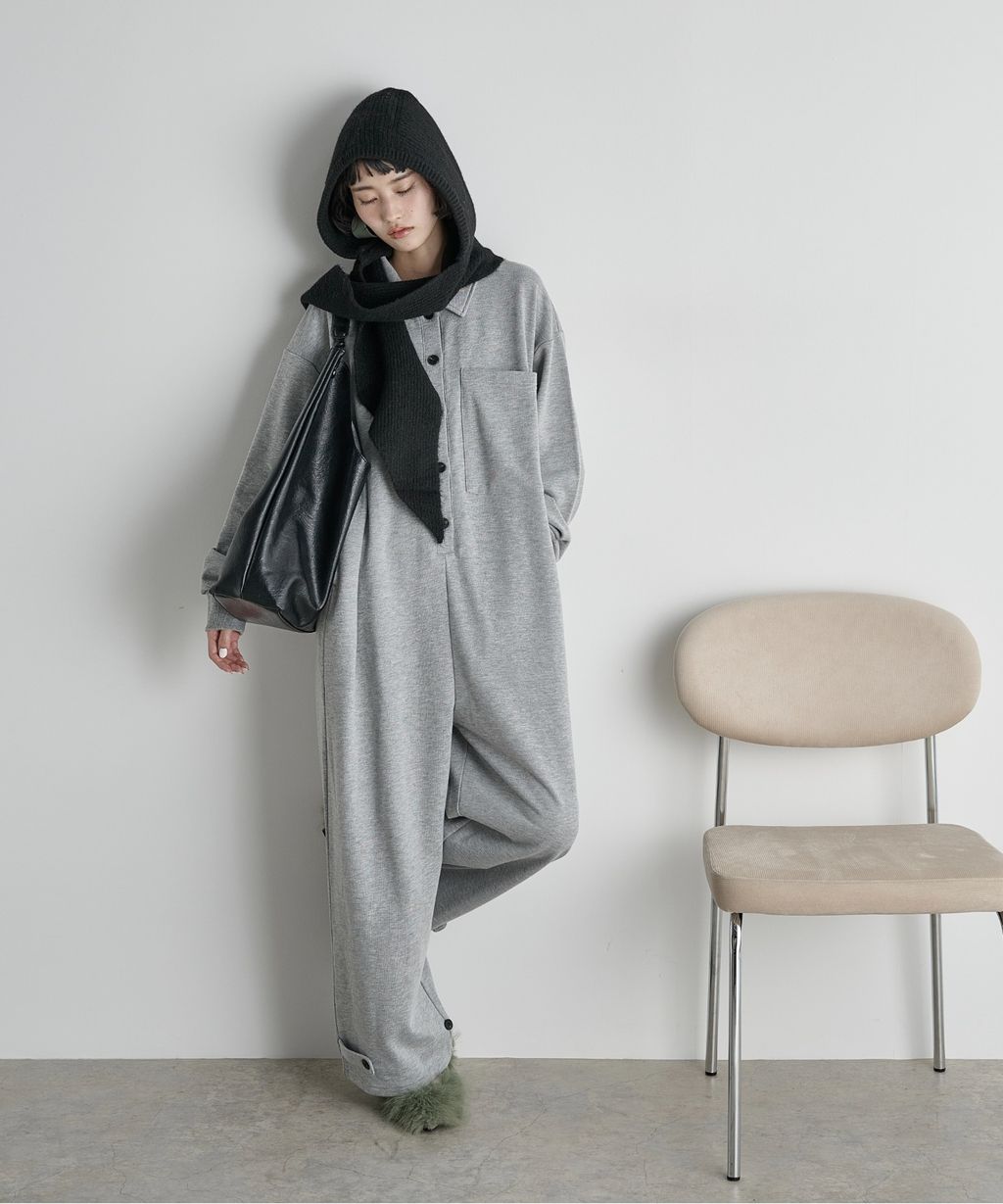 THE YOn 羊毛混紡羅紋針織連帽圍巾_23