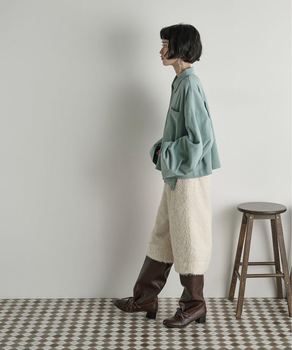 THE YOn 立體抓褶袖短版襯衫_11