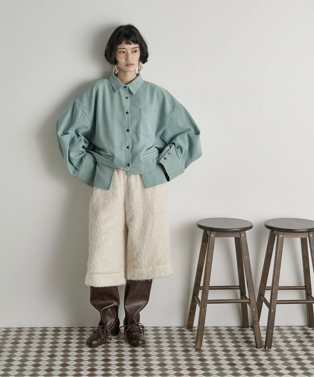 THE YOn 立體抓褶袖短版襯衫_10