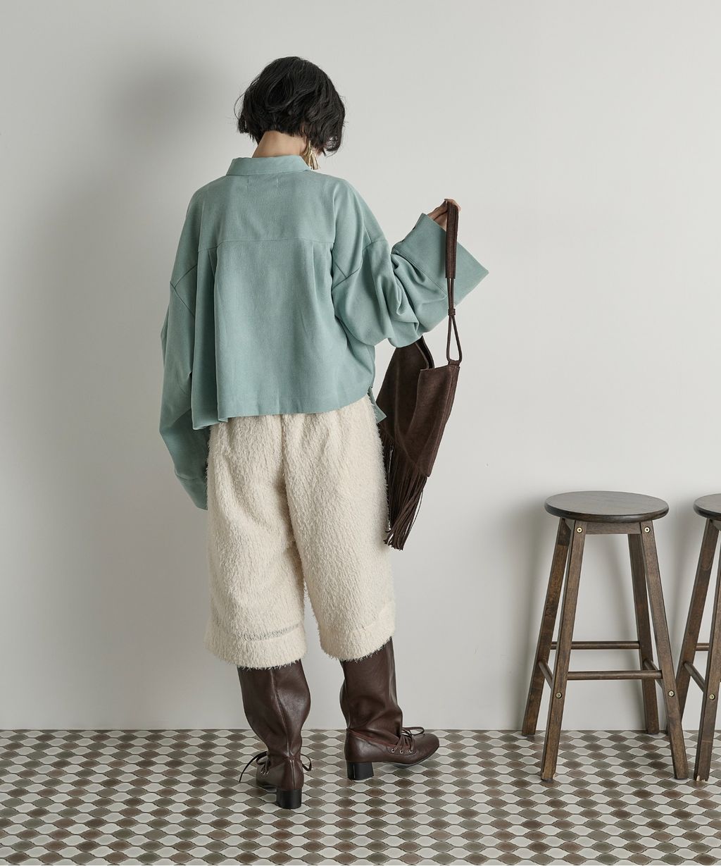 THE YOn 立體抓褶袖短版襯衫_8