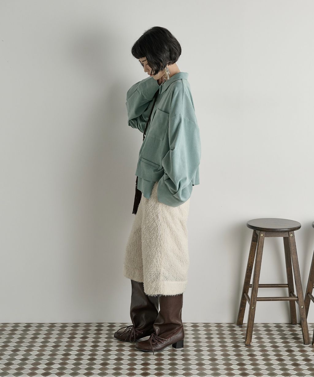 THE YOn 立體抓褶袖短版襯衫_7