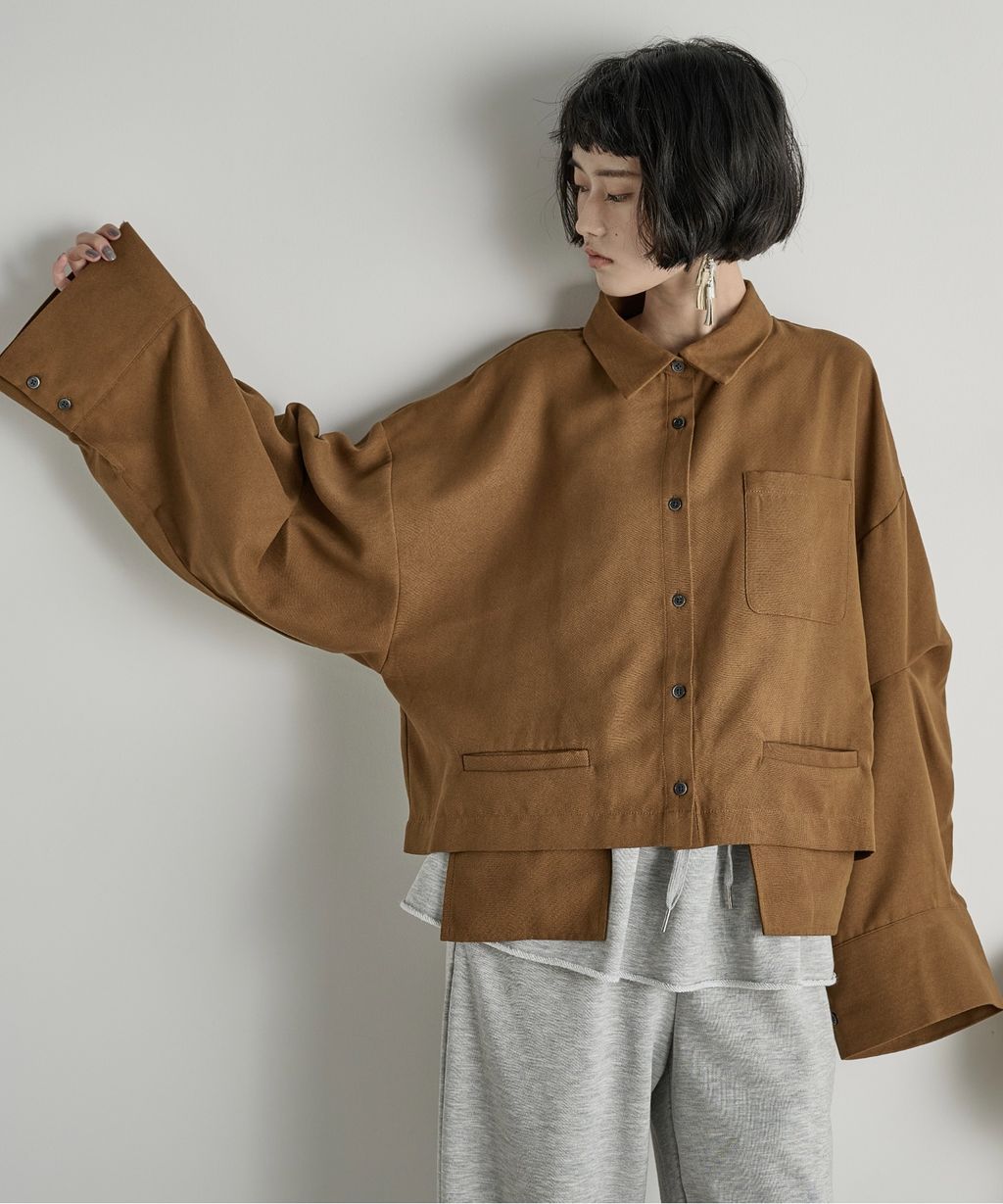 THE YOn 立體抓褶袖短版襯衫_2