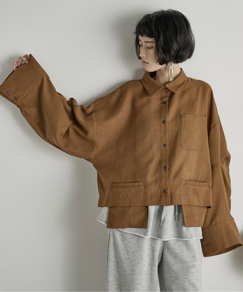 THE YOn 立體抓褶袖短版襯衫_2