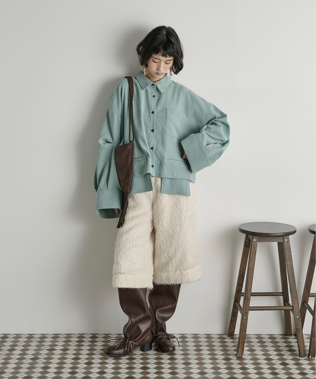 THE YOn 立體抓褶袖短版襯衫_5