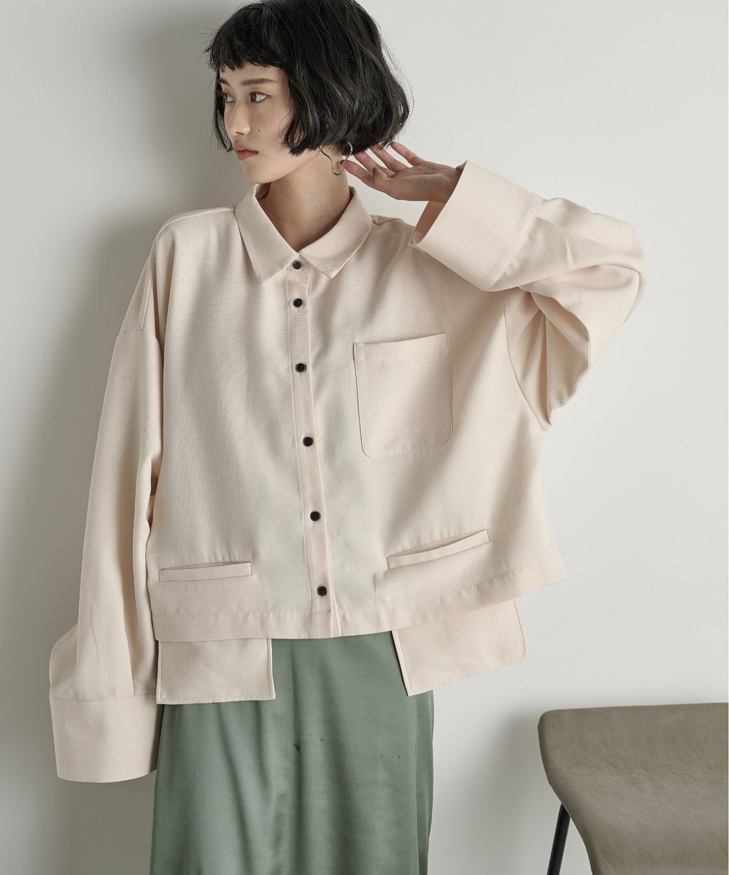 THE YOn 立體抓褶袖短版襯衫_66