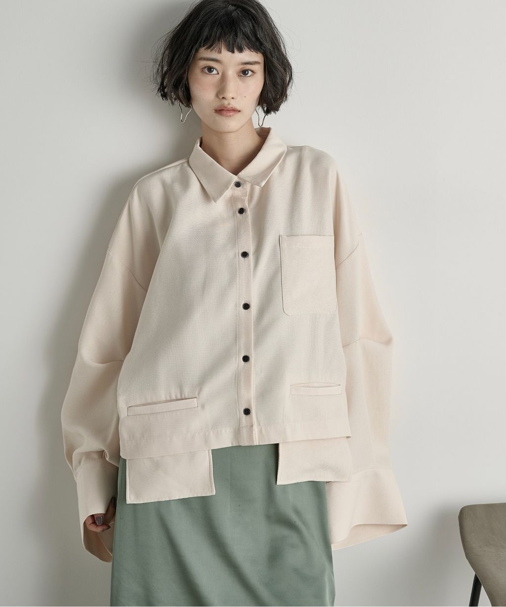 THE YOn 立體抓褶袖短版襯衫_64