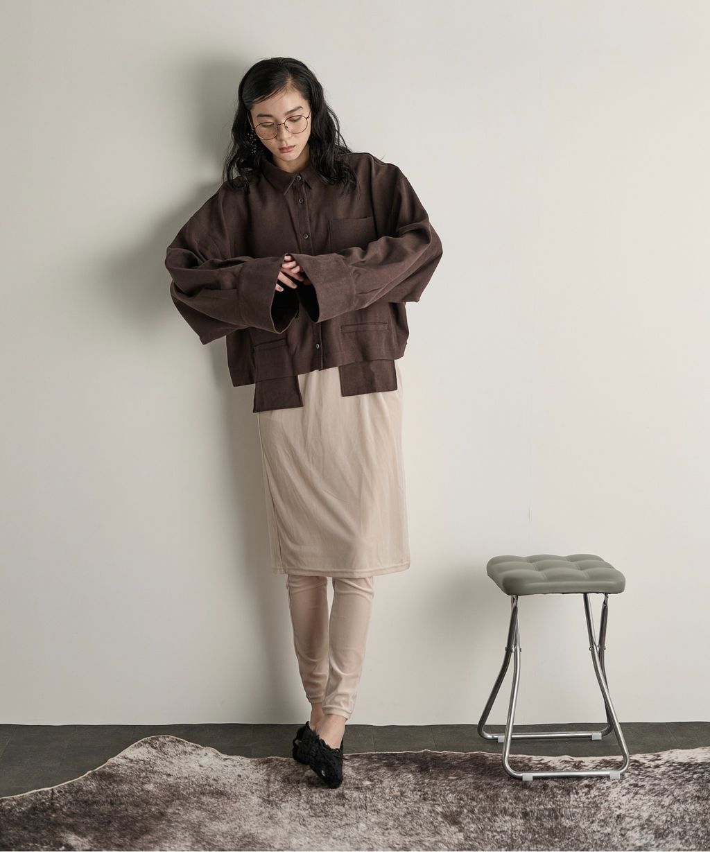 THE YOn 立體抓褶袖短版襯衫_50