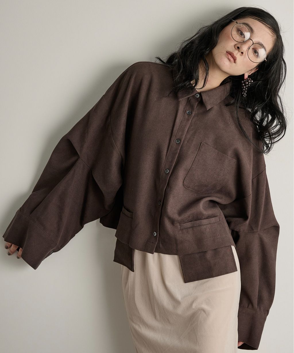 THE YOn 立體抓褶袖短版襯衫_54