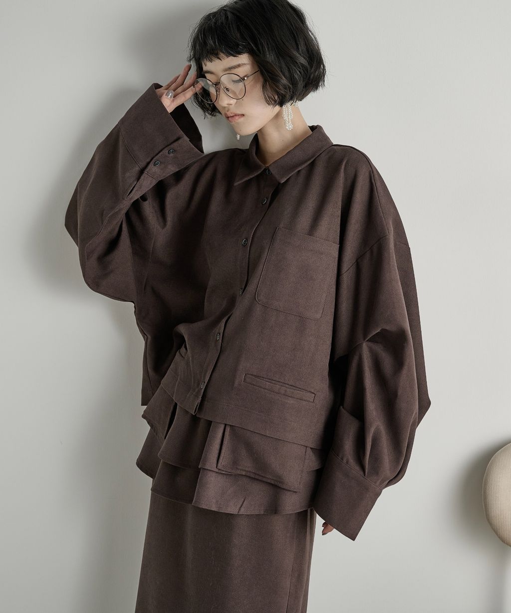 THE YOn 立體抓褶袖短版襯衫_46