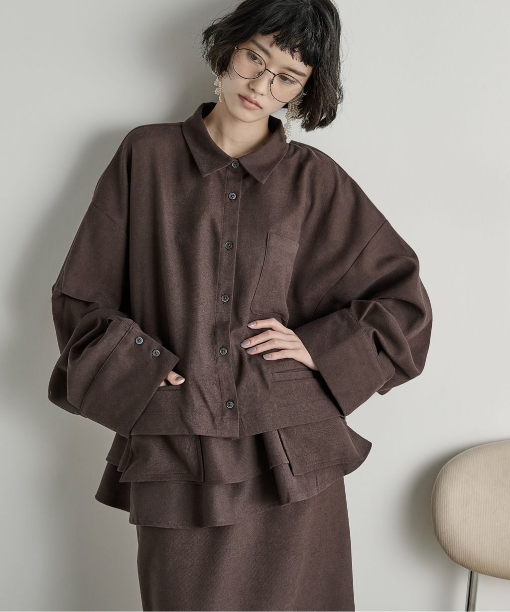 THE YOn 立體抓褶袖短版襯衫_44