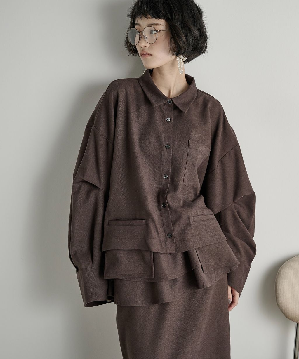 THE YOn 立體抓褶袖短版襯衫_45