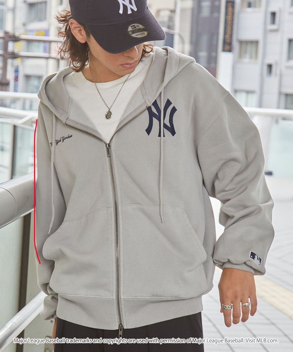 MLB限定別注款 刺繡復古水染雙拉鍊高磅刷毛連帽外套_23
