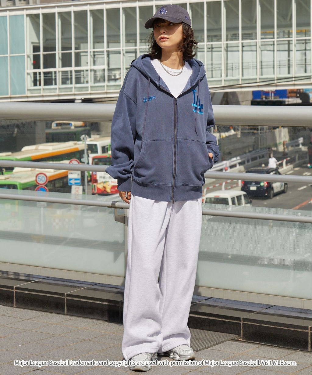 MLB限定別注款 刺繡復古水染雙拉鍊高磅刷毛連帽外套_18