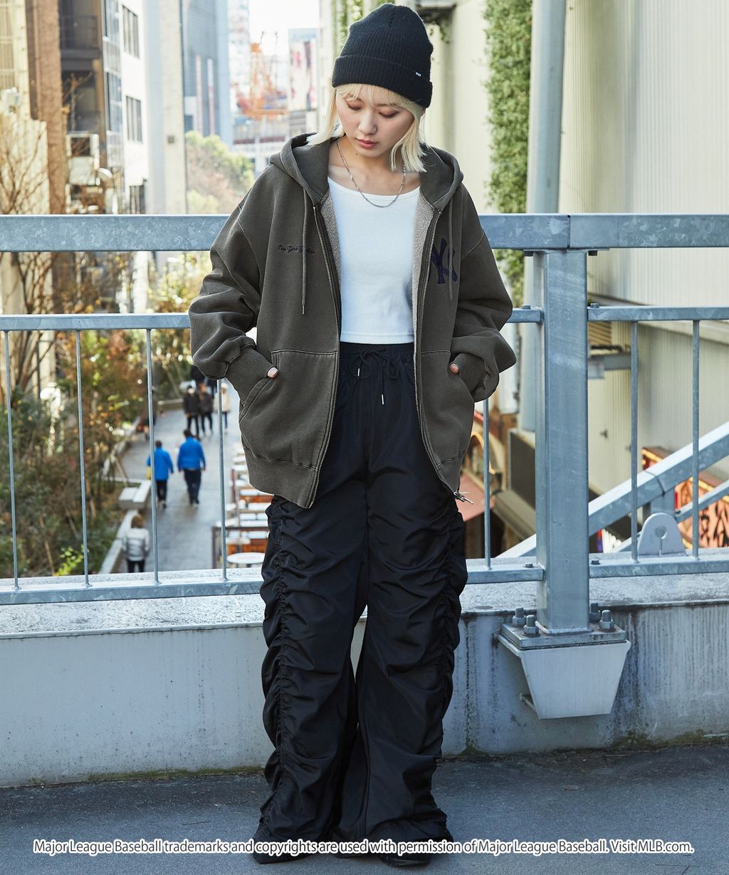 MLB限定別注款 刺繡復古水染雙拉鍊高磅刷毛連帽外套_12