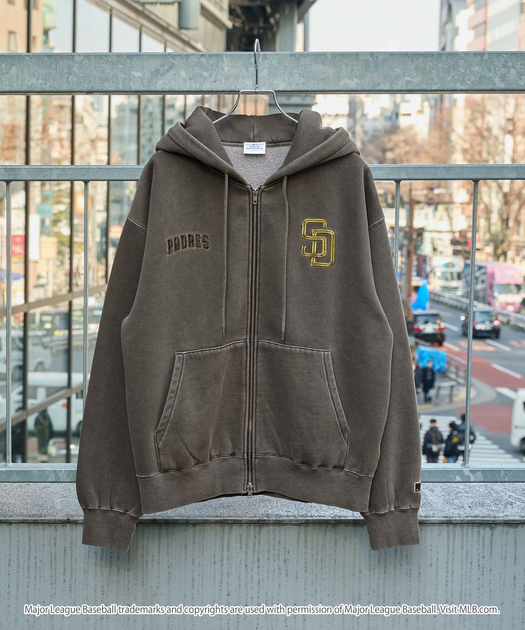 MLB限定別注款 刺繡復古水染雙拉鍊高磅刷毛連帽外套_97