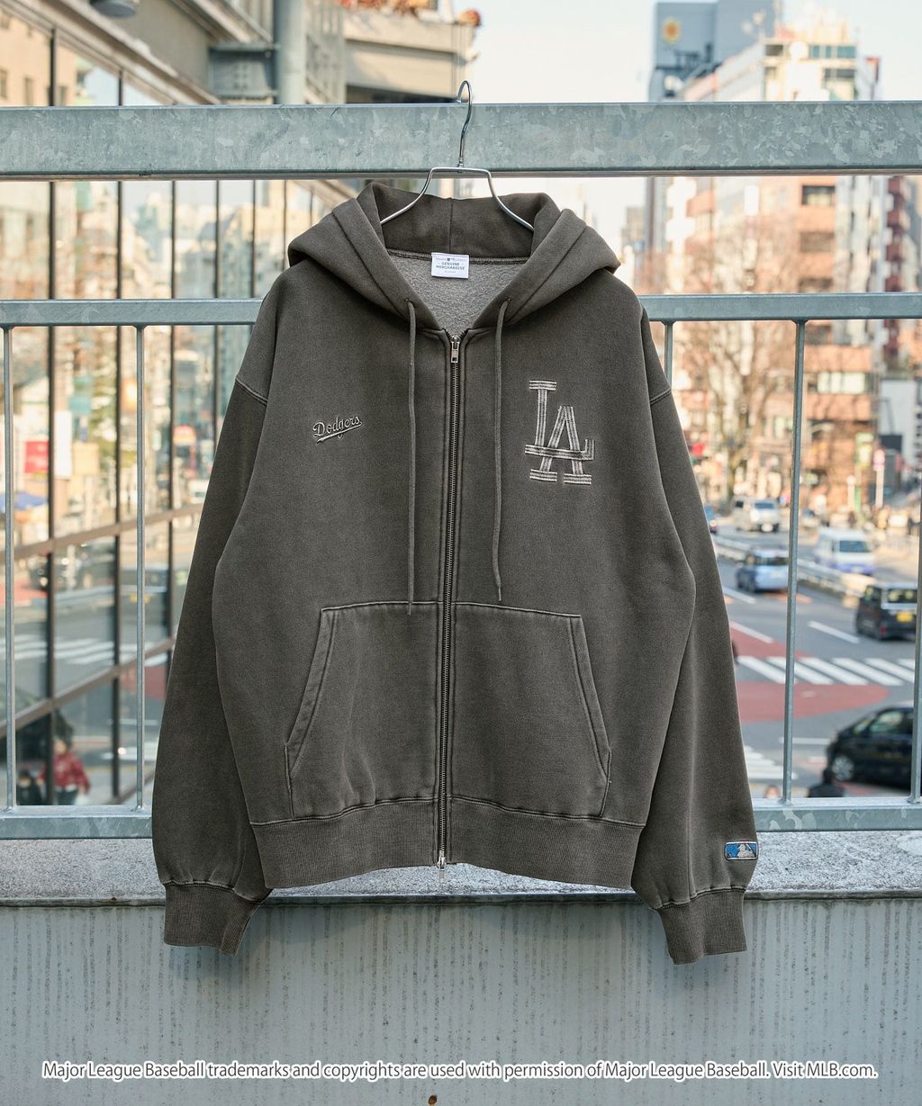 MLB限定別注款 刺繡復古水染雙拉鍊高磅刷毛連帽外套_95