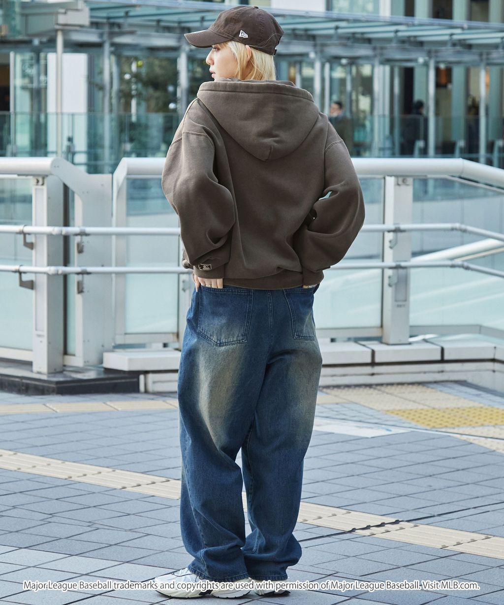 MLB限定別注款 刺繡復古水染雙拉鍊高磅刷毛連帽外套_68