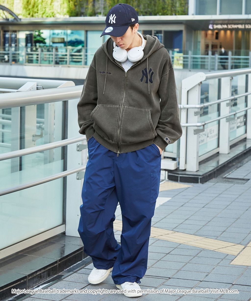MLB限定別注款 刺繡復古水染雙拉鍊高磅刷毛連帽外套_77