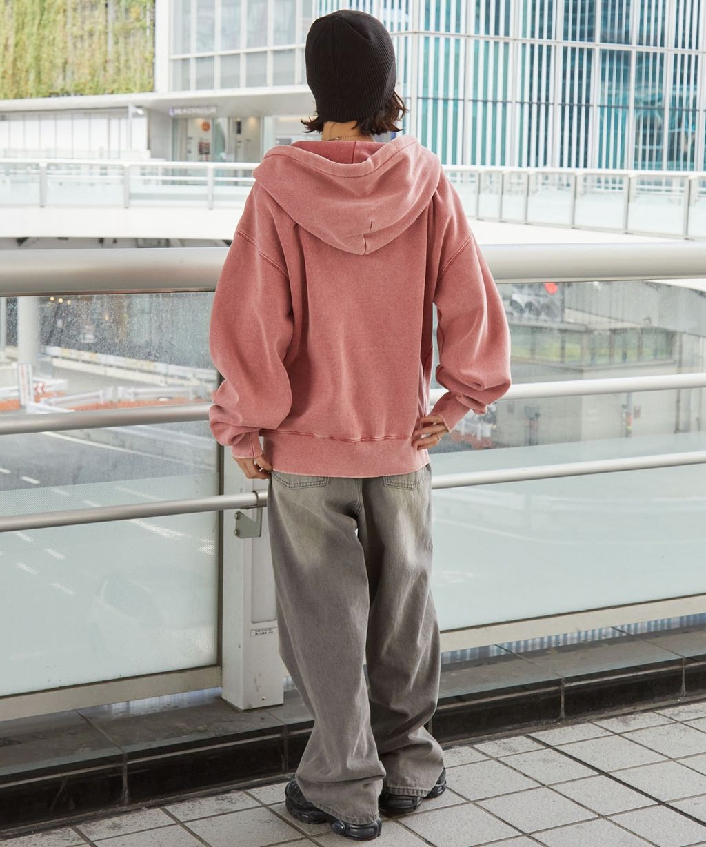 MLB限定別注款 刺繡復古水染雙拉鍊高磅刷毛連帽外套_128