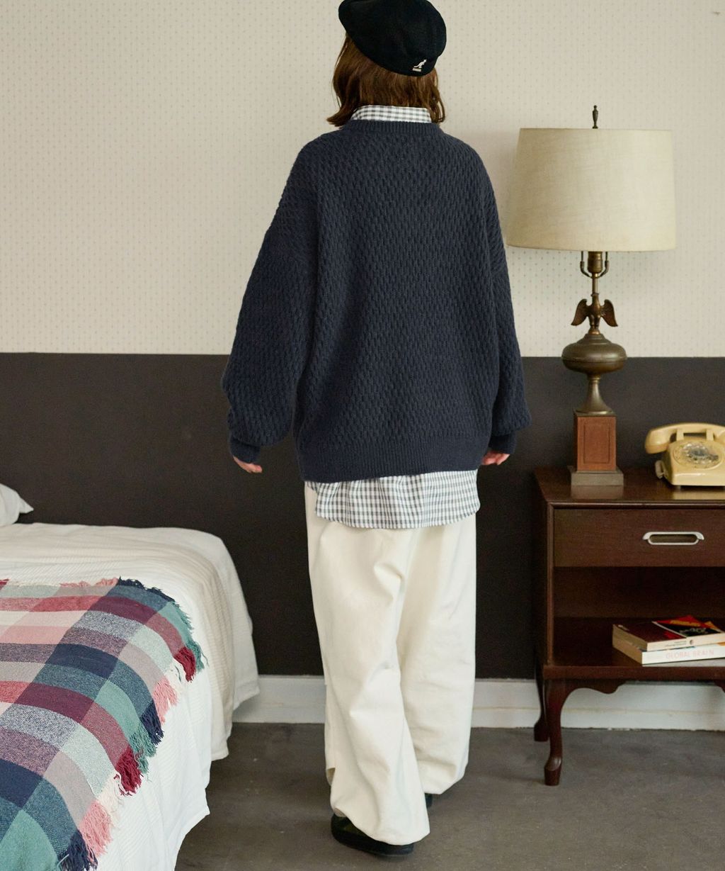 MONO-MART 華夫格針織亨利領毛衣_81
