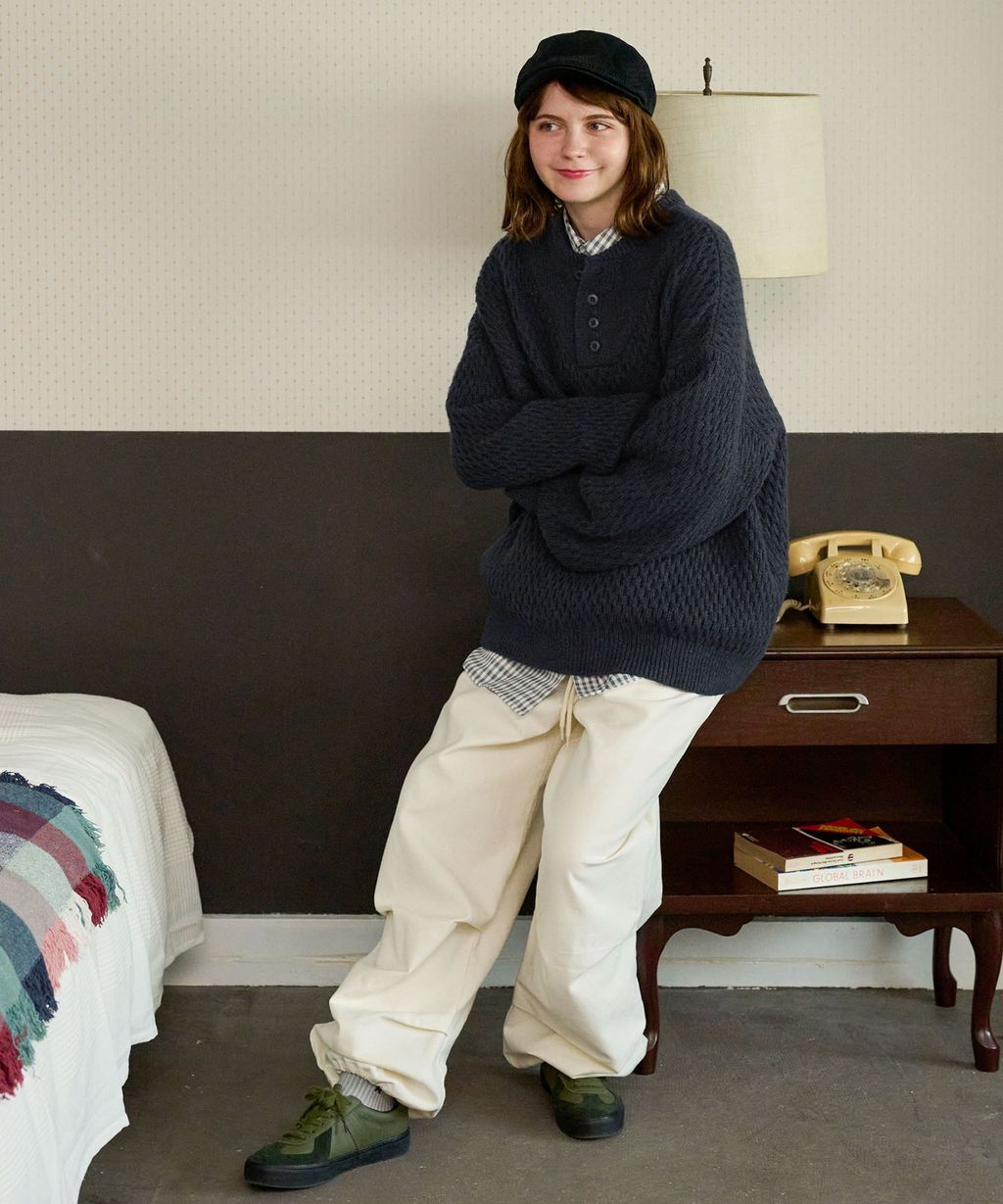 MONO-MART 華夫格針織亨利領毛衣_82