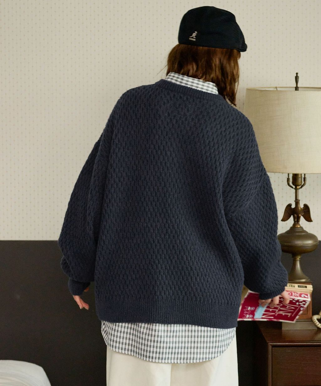 MONO-MART 華夫格針織亨利領毛衣_78