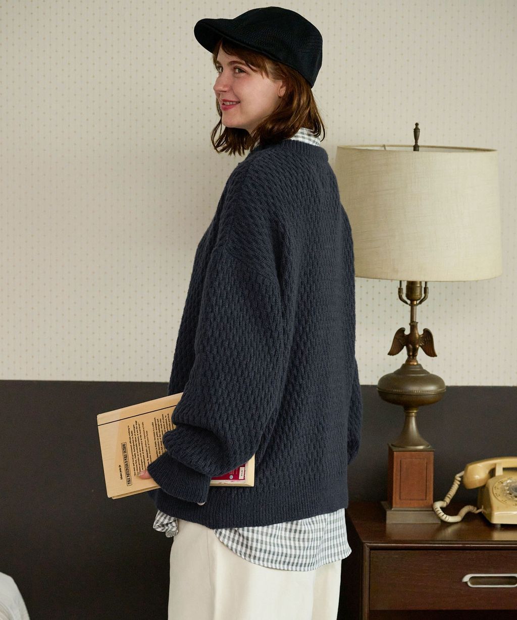 MONO-MART 華夫格針織亨利領毛衣_85