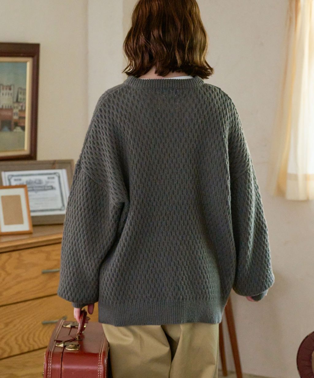 MONO-MART 華夫格針織亨利領毛衣_71