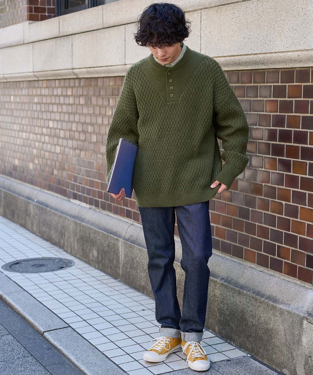 MONO-MART 華夫格針織亨利領毛衣_56