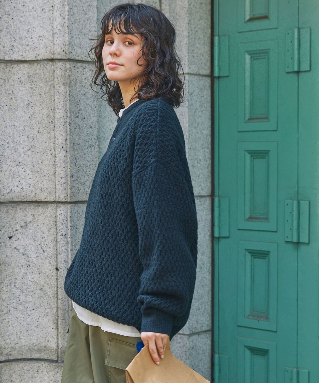 MONO-MART 華夫格針織亨利領毛衣_26