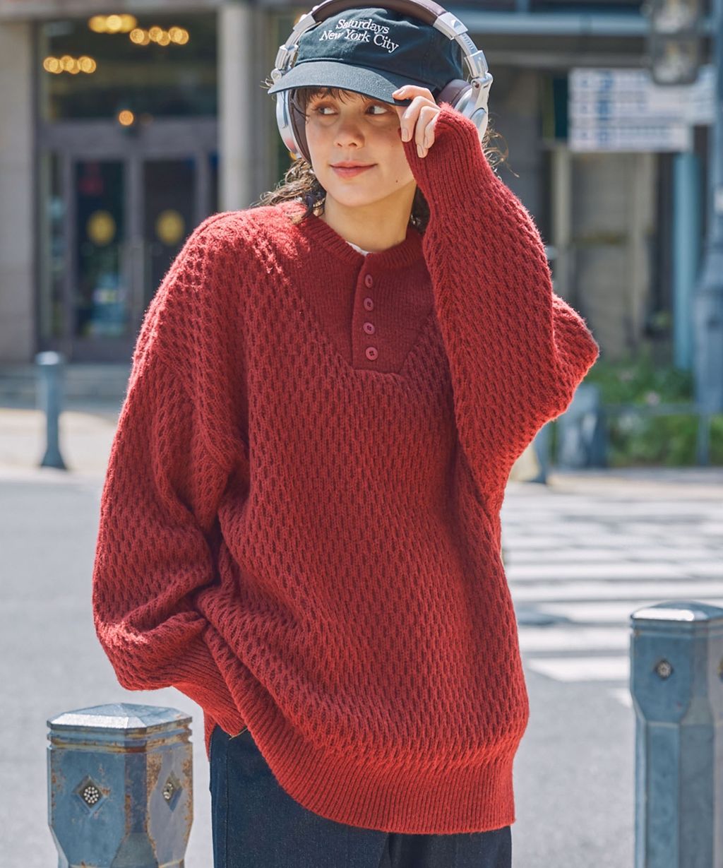 MONO-MART 華夫格針織亨利領毛衣_33