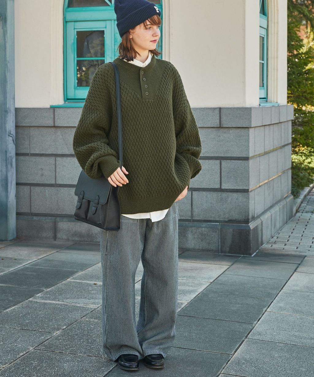 MONO-MART 華夫格針織亨利領毛衣_67