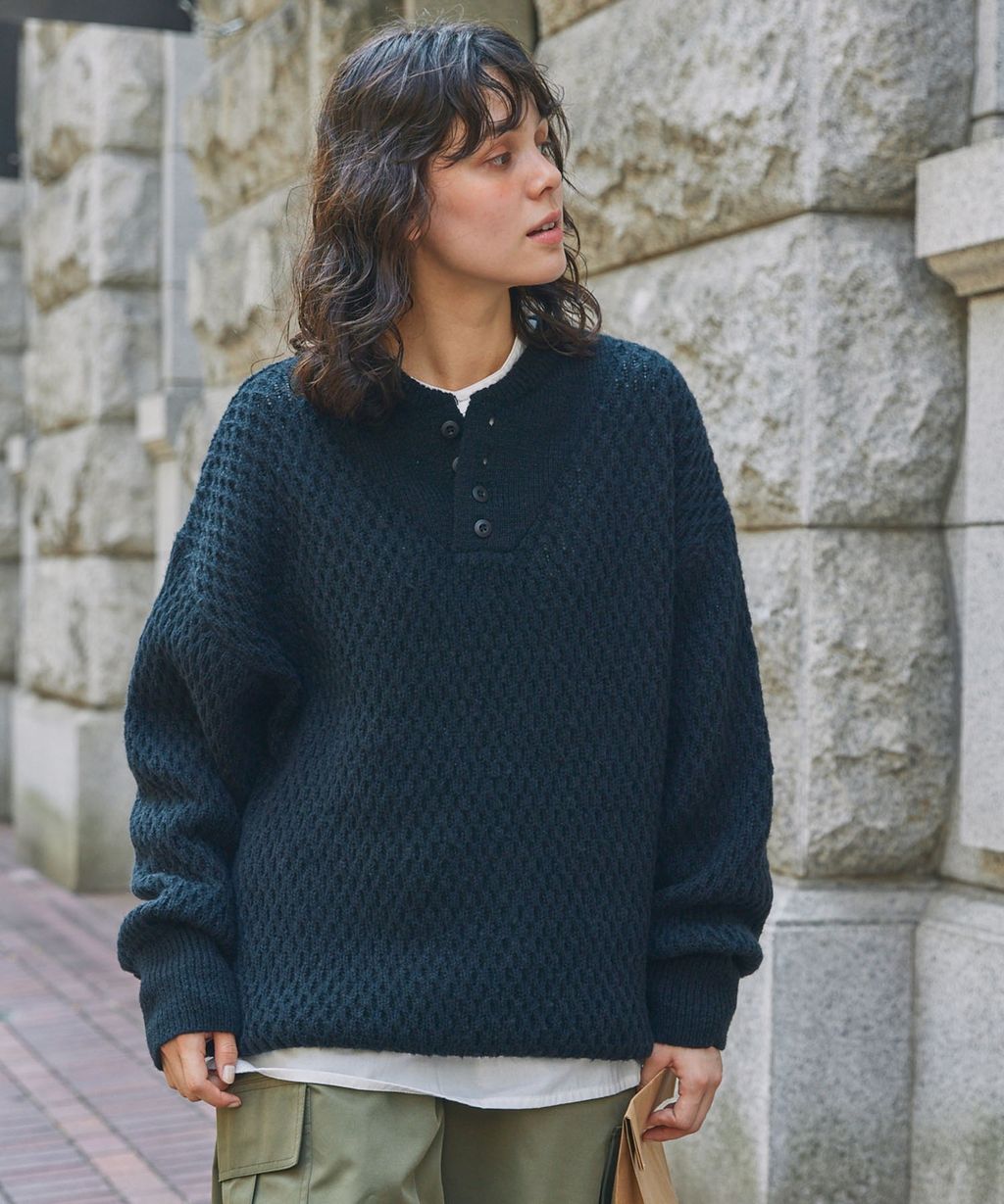 MONO-MART 華夫格針織亨利領毛衣_20